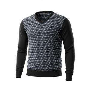 Sahara Club Men's Size XL Black Gray V-Neck Sweater business casual preppy.